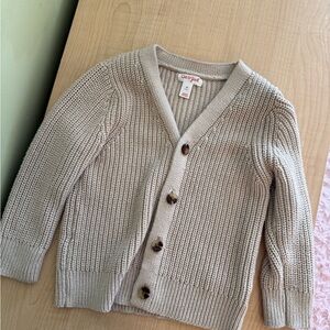 Girls Beige Knit Cardigan